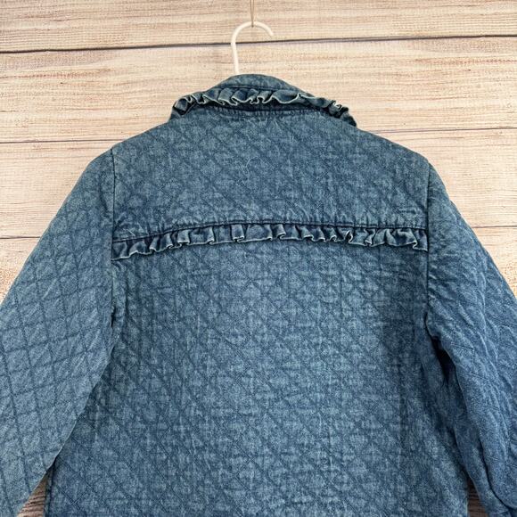 Avec Les Filles Maura Bow Tie Quilted Denim Jacket Womens Small Blue Medium Wash - Picture 4 of 14